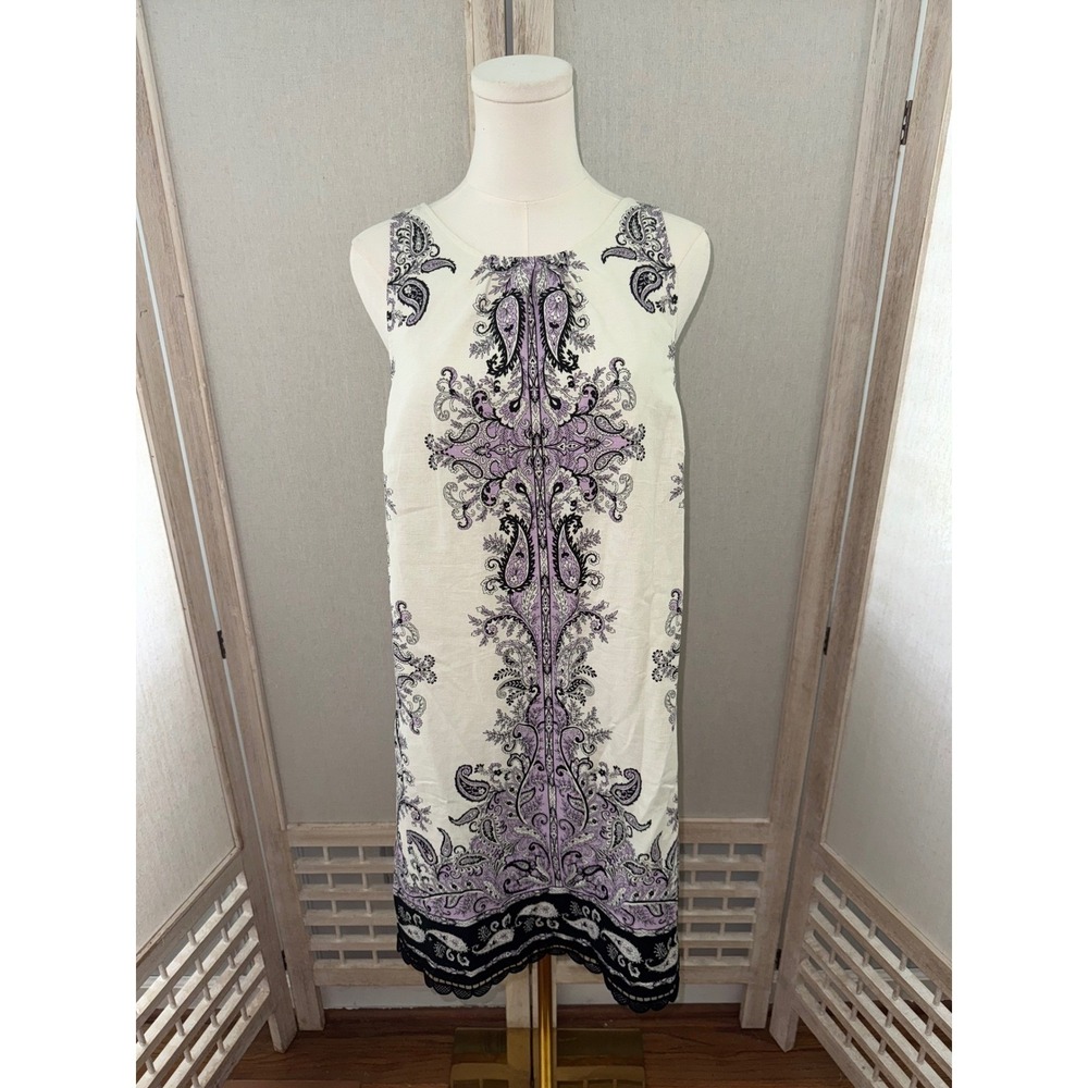 LOFT Paisley Print Dress Sleeveless Casual Dress Sun Dress Tank Dress Size 10 - Picture 3 of 10